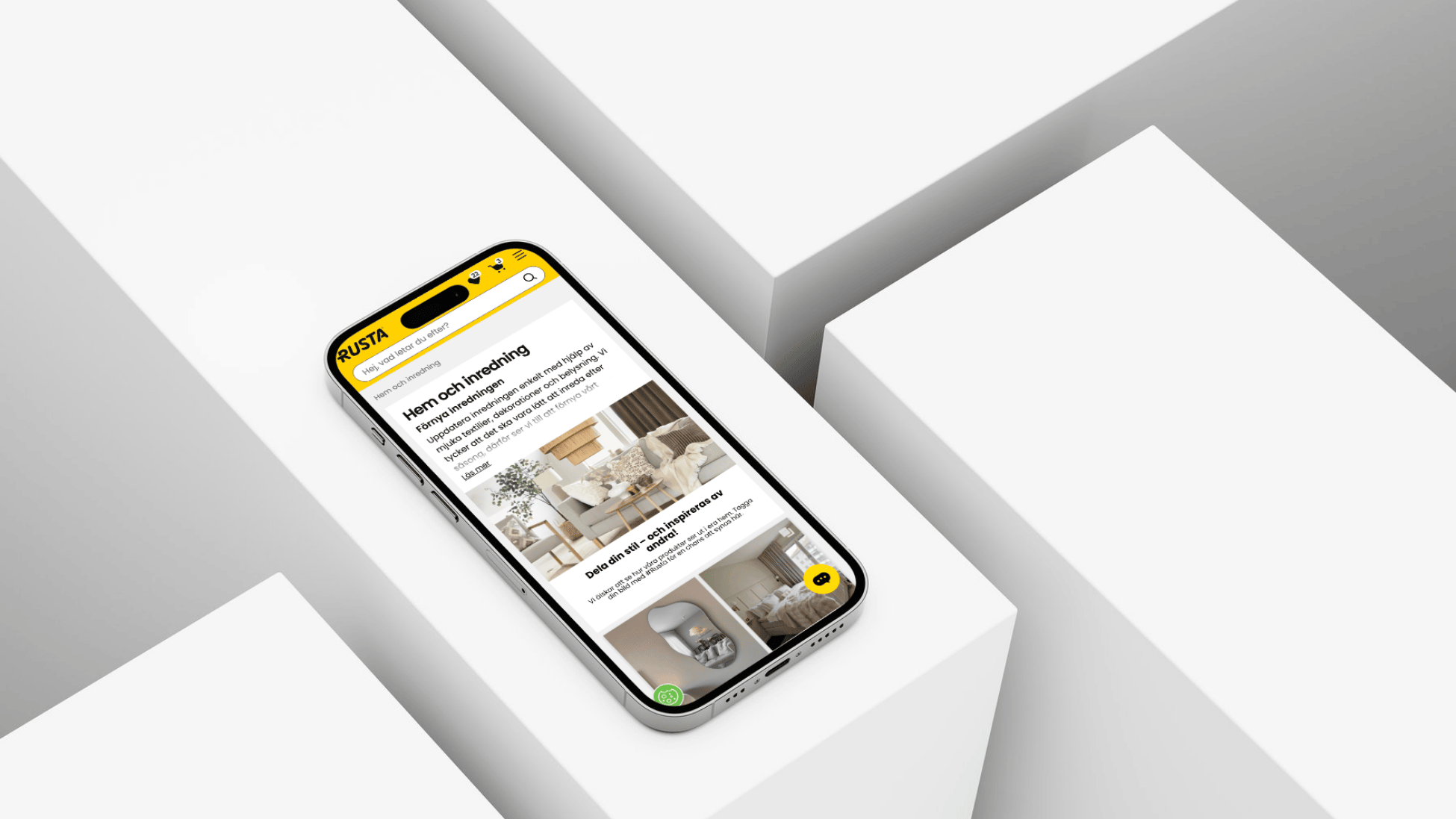 Rusta's website from a mobile device
